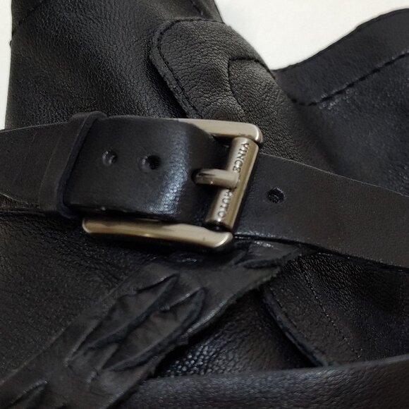 Vince Camuto Open-Toe Ankle Boots US 8.5M Leather Peep Toe Heels Buckle Detail - Picture 13 of 14